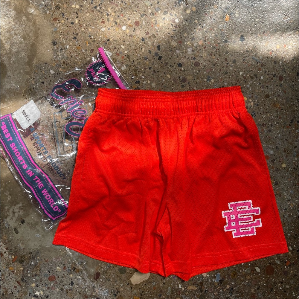 Eric Emanuel Bright Red/Orange Mesh Shorts
